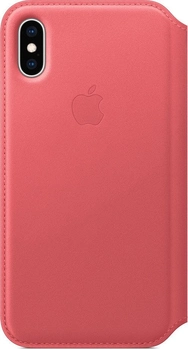 Apple Leather Folio Case for iPhone XS Peony Pink