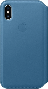 Apple Leather Folio Case for iPhone XS cape cod Blue