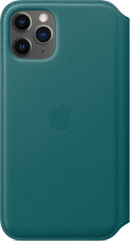 Apple Leather Folio Case for iPhone 11 Pro pfauenblau