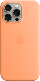 Apple Silicone Case with MagSafe for iPhone 15 Pro Max sorbet Orange