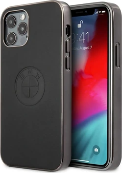 BMW Hard Cover Leather Embossed Logo for Apple iPhone 12 Pro Max Black