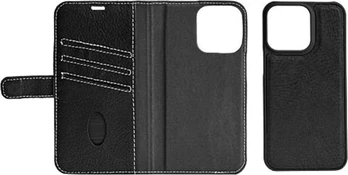 Essentials Genuine Leather Booklet Case for Apple iPhone 13 Pro Max Black